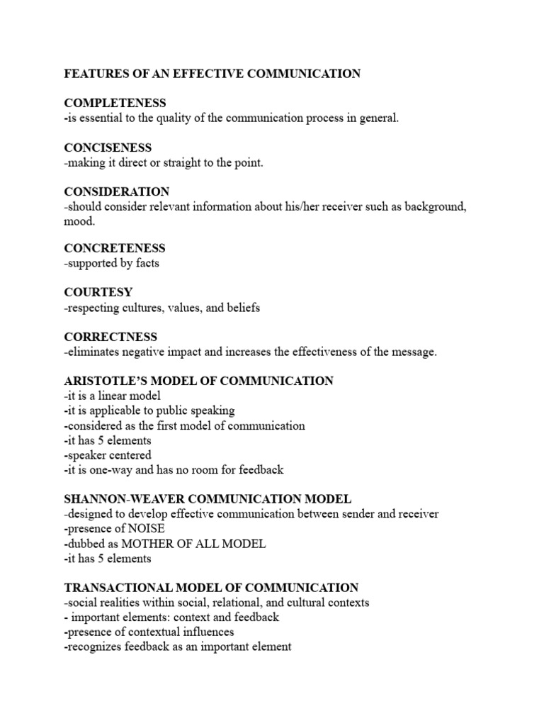 Salient Features Of Effective Communication