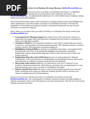 Entry Level Database Developer Resume