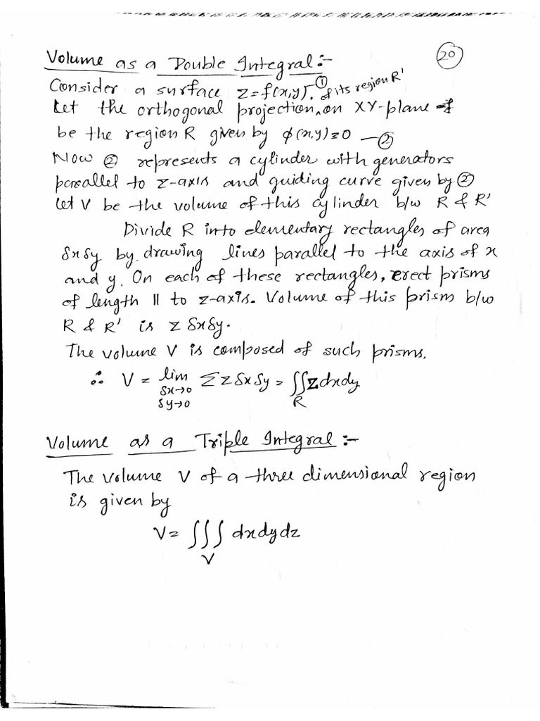 Volume as double and triple integral pdf