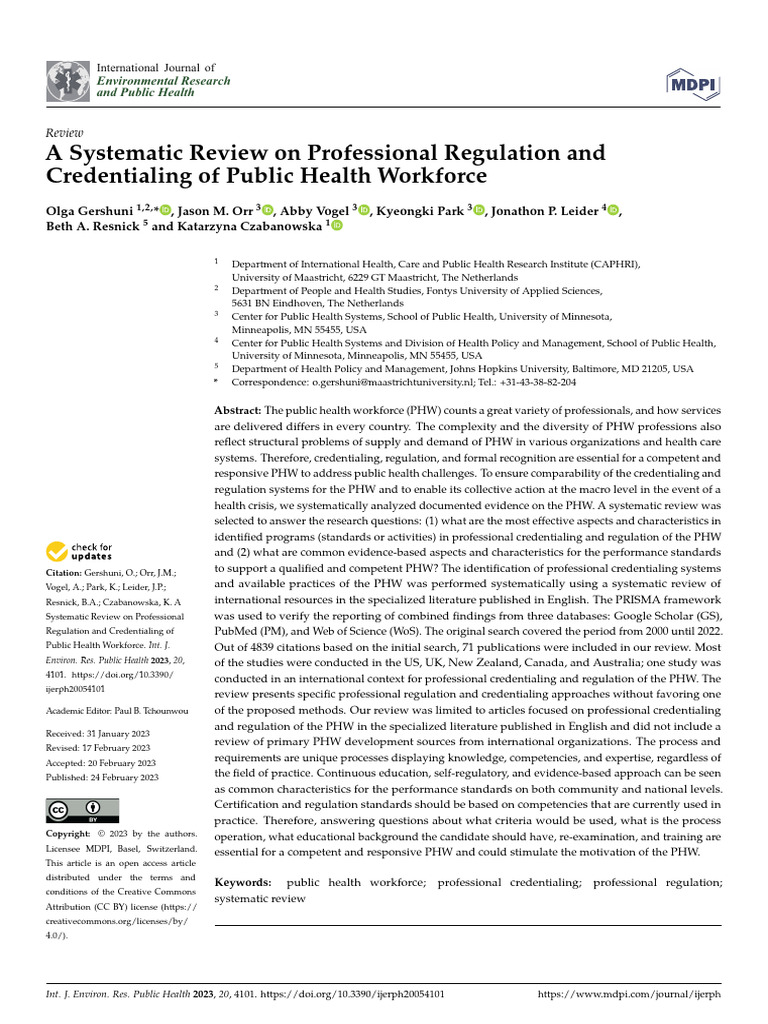 A Systematic Review On Professional Regulation and | PDF | Nursing ...