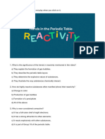Year 10 Chemistry Trends in Reactivity Video Questions and Self-Assessment PDF