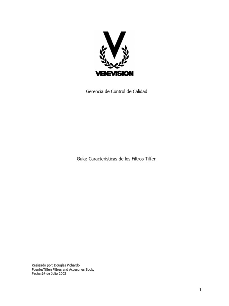 Caracteristicas de Filtros Tiffen | PDF