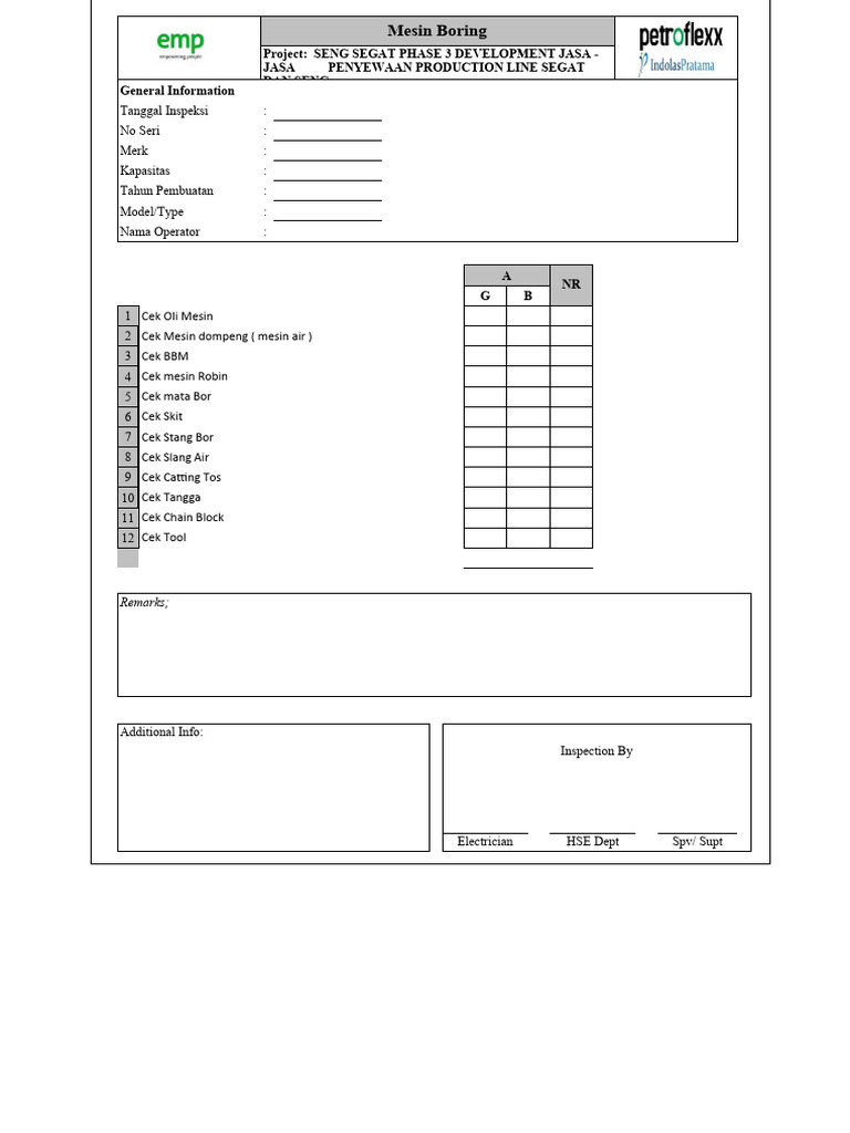 Form Inspection Mesin Boring | PDF | Bisnis | Komputer