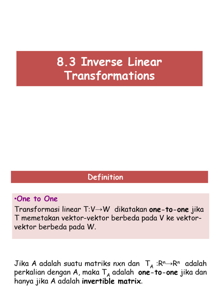 Transformasi Linear Invers dan Sifatnya | PDF