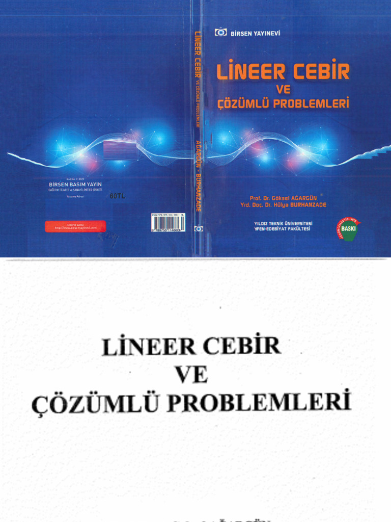 LİNEER CEBİR Ve ÇÖZÜMLÜ PROBLEMLERİ GÖKSEL AĞARGÜN | PDF