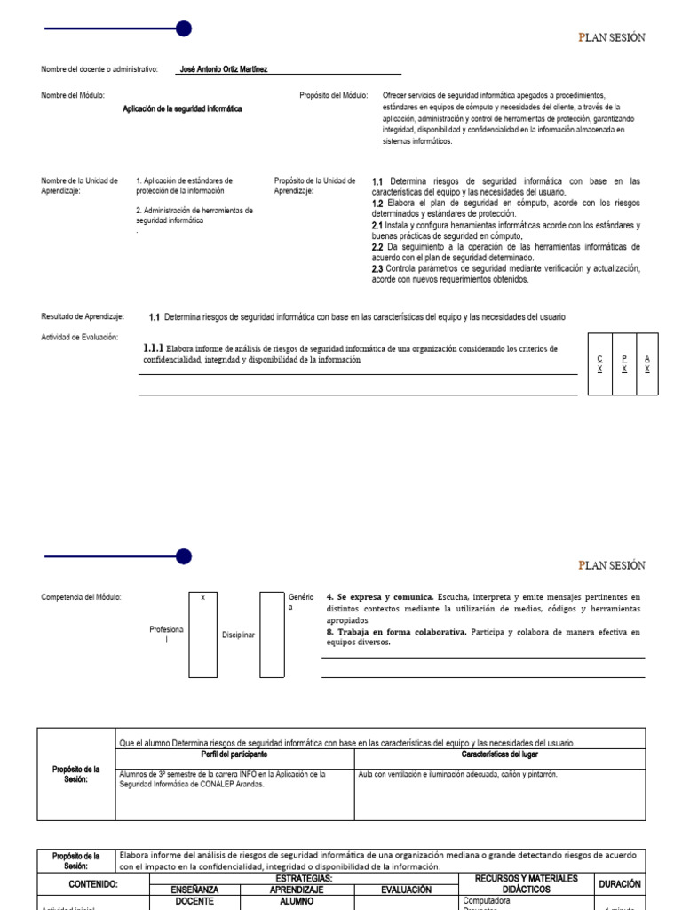 Formato Plan de Seguridad Informatica | PDF | La seguridad informática ...