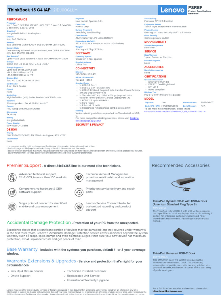 Thinkbook 15 g4 Iap 21dj00gllm | PDF | Usb | Computer Engineering
