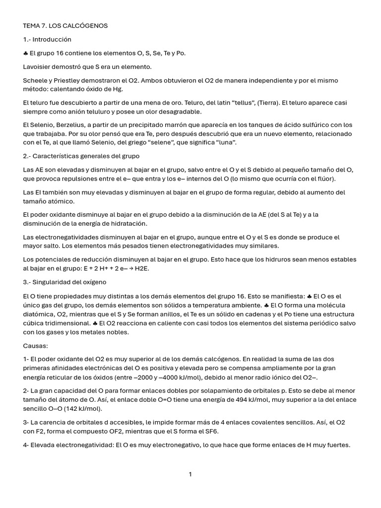 Características y Aplicaciones de los Calcógenos | PDF | Enlace ...