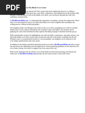 Fill in the Blank Cover Letter