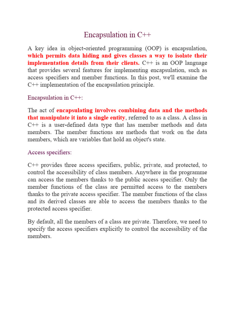 38-Encapsulation in C++-04-09-2023 | PDF | Method (Computer Programming ...