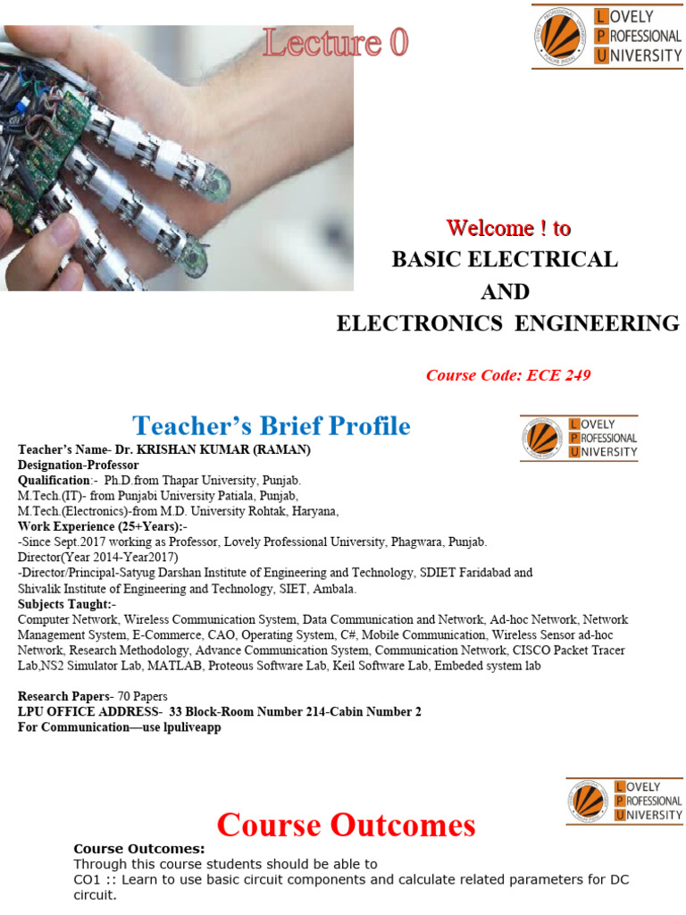 ECE 249: Basic Electrical Engineering | PDF | Electronics | Electronic ...