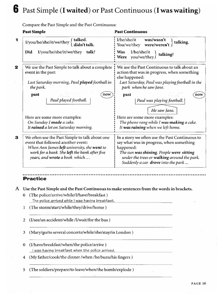 PAST SIMPLE Vs PAST CONTINUOUS | PDF
