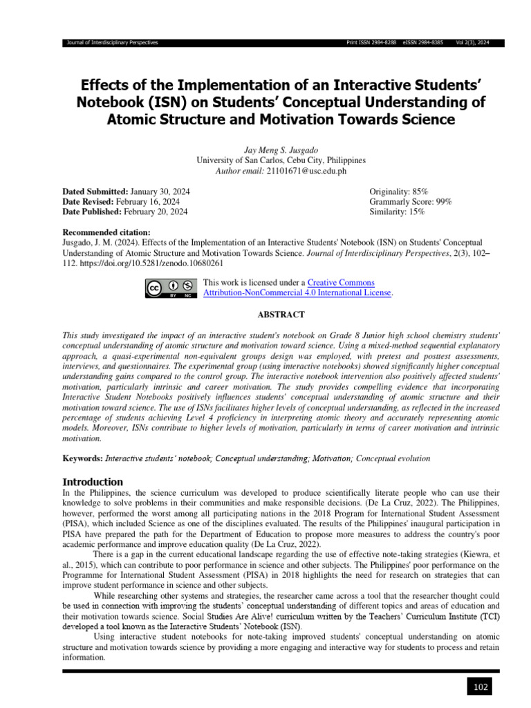 Interactive Notebooks Boost Atomic Learning | PDF | Atoms | Electron