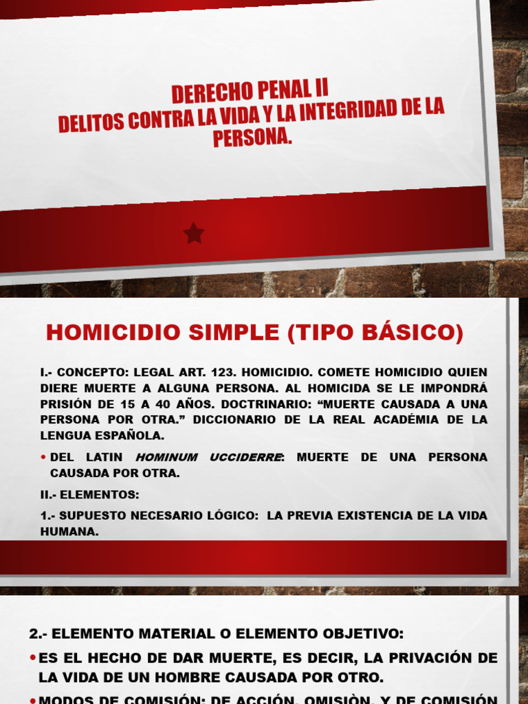 Delitos Contra La Vida y La Integridad | PDF | Homicidio | Intención ...