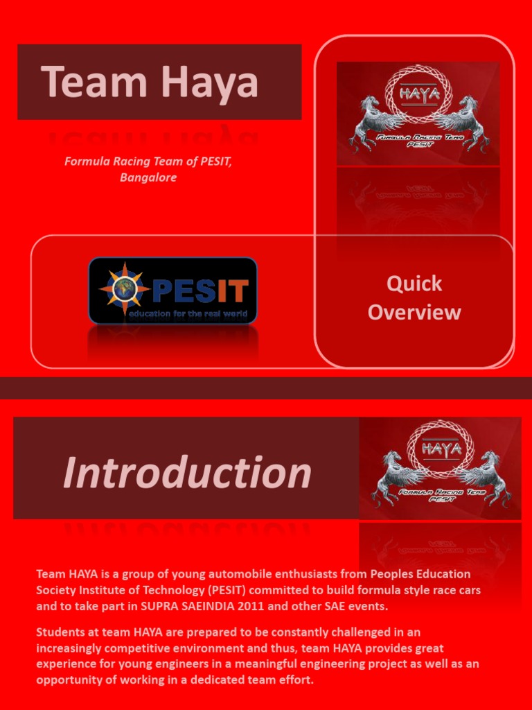 Team Haya: PESIT Formula Racing Team | PDF | Career & Growth