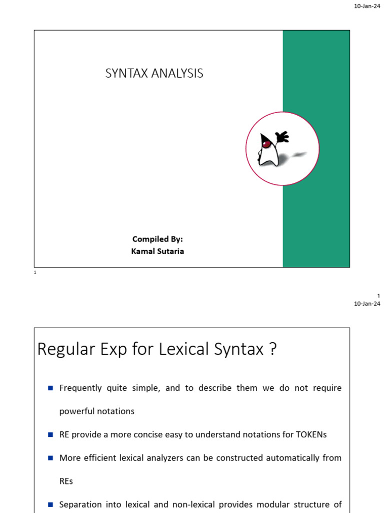 Syntax Analysis - Upto LL1 | PDF