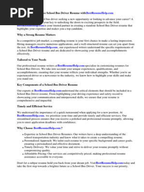 School Bus Driver Resume