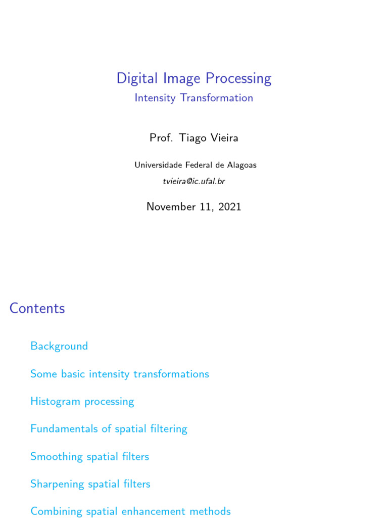 Intensity Transformation in Image Processing | PDF | Probability ...