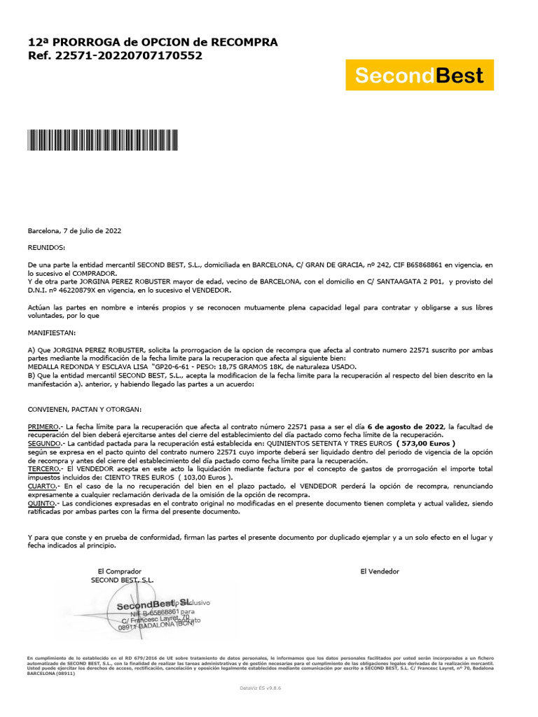 Prórroga Opción de Recompra 22571 | PDF | Finanzas y dinero