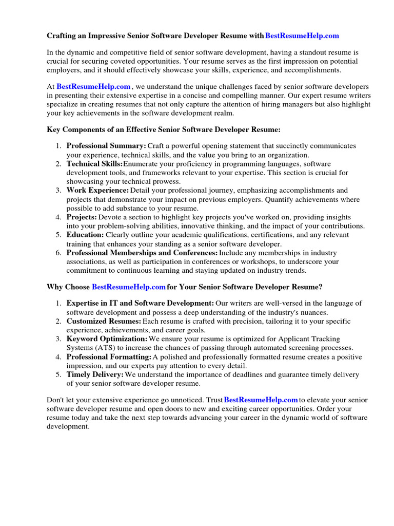 Senior Software Developer Resumes | PDF | System | Databases