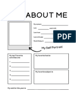 Simple Black and White Student Introduction All About Me Worksheet