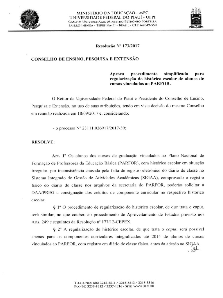 Res 173 17 cepex historico escolar parfor pdf
