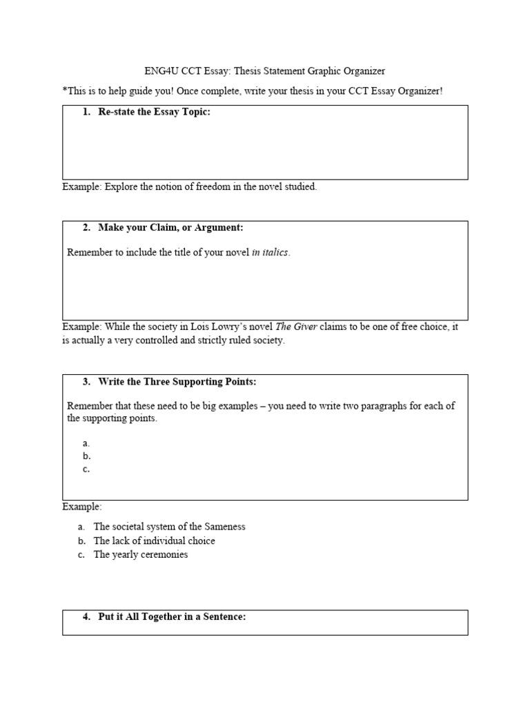 Thesis Statement Graphic Organizer | PDF