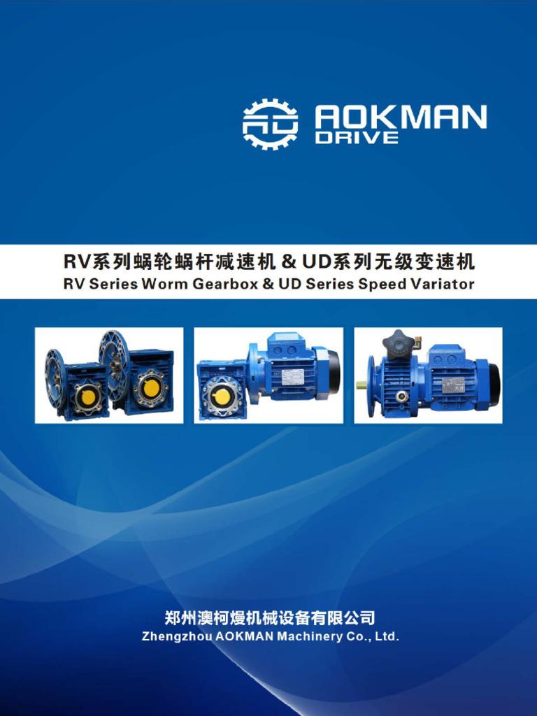 AOKMAN RV Series Worm Gearbox Catalogue PDF