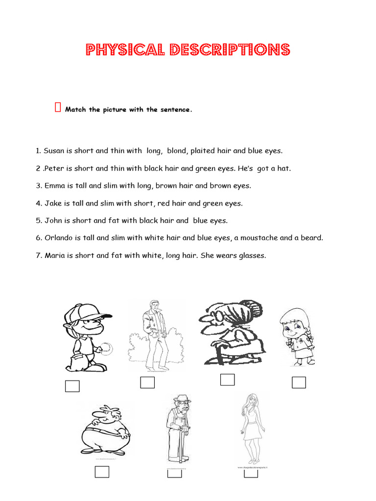 Physical Descriptions Picture Description Exercises - 13792 | PDF