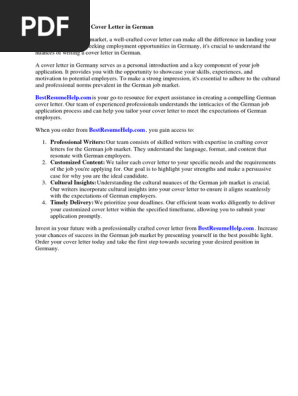Cover Letter German Sample