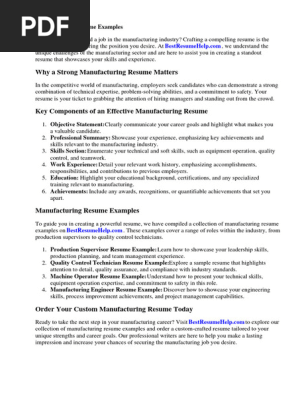 Manufacturing Resume Examples