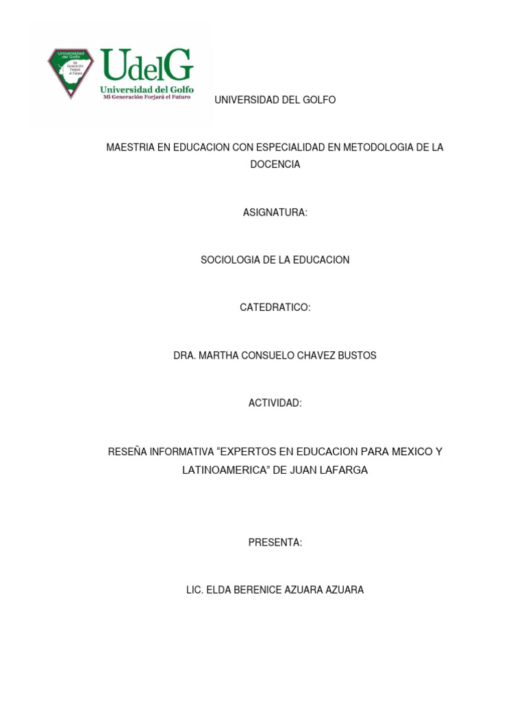 RESEÑA INFORMATIVA “EXPERTOS EN EDUCACION PARA MEXICO Y LATINOAMERICA ...
