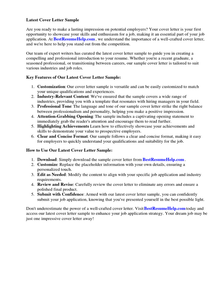 Latest Cover Letter Sample Guide | PDF | Résumé | Linked In