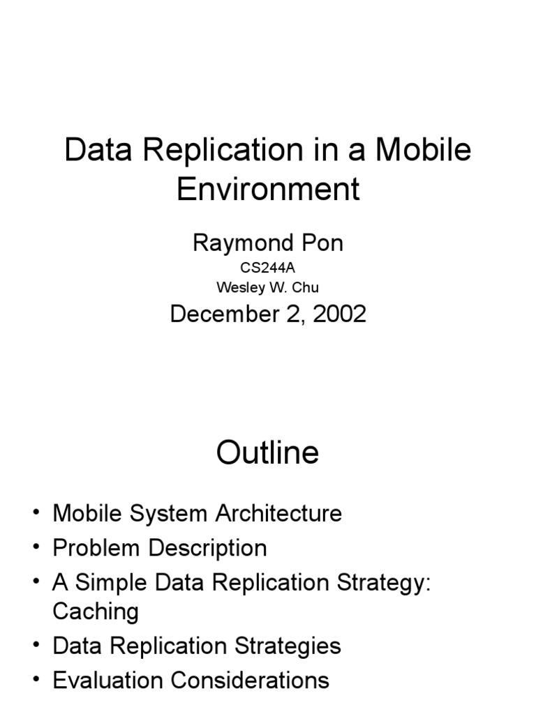 Data Replication in A Mobile Environment | PDF | Replication (Computing ...