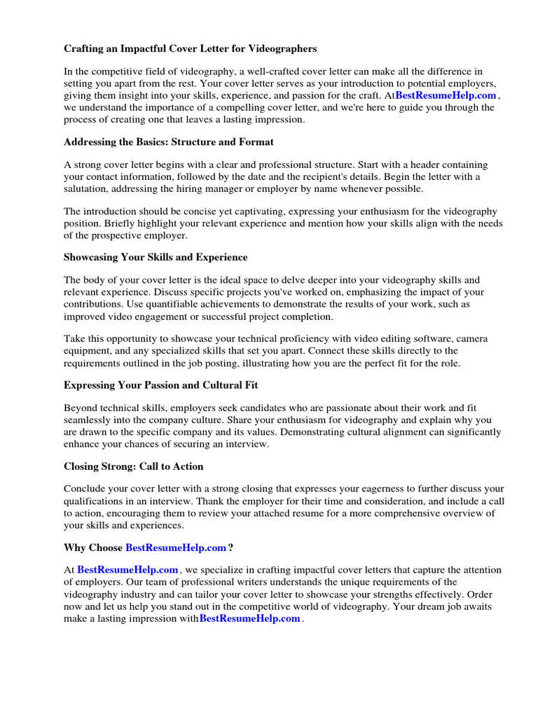 Cover Letter For Videographer | PDF | Résumé | Linked In