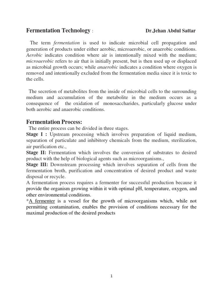 Fermentation: Technology | PDF | Fermentation | Growth Medium