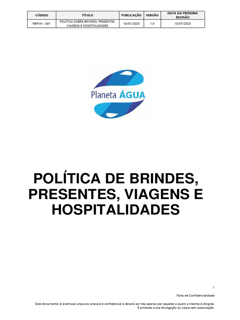 06 - Política de Brindes, Presentes, Viagens e Hospitalidades - Versão ...