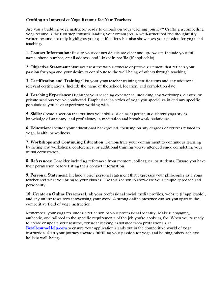 Yoga resume for new teachers pdf r sum yoga