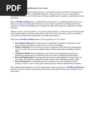 Legal Resume Cover Letter