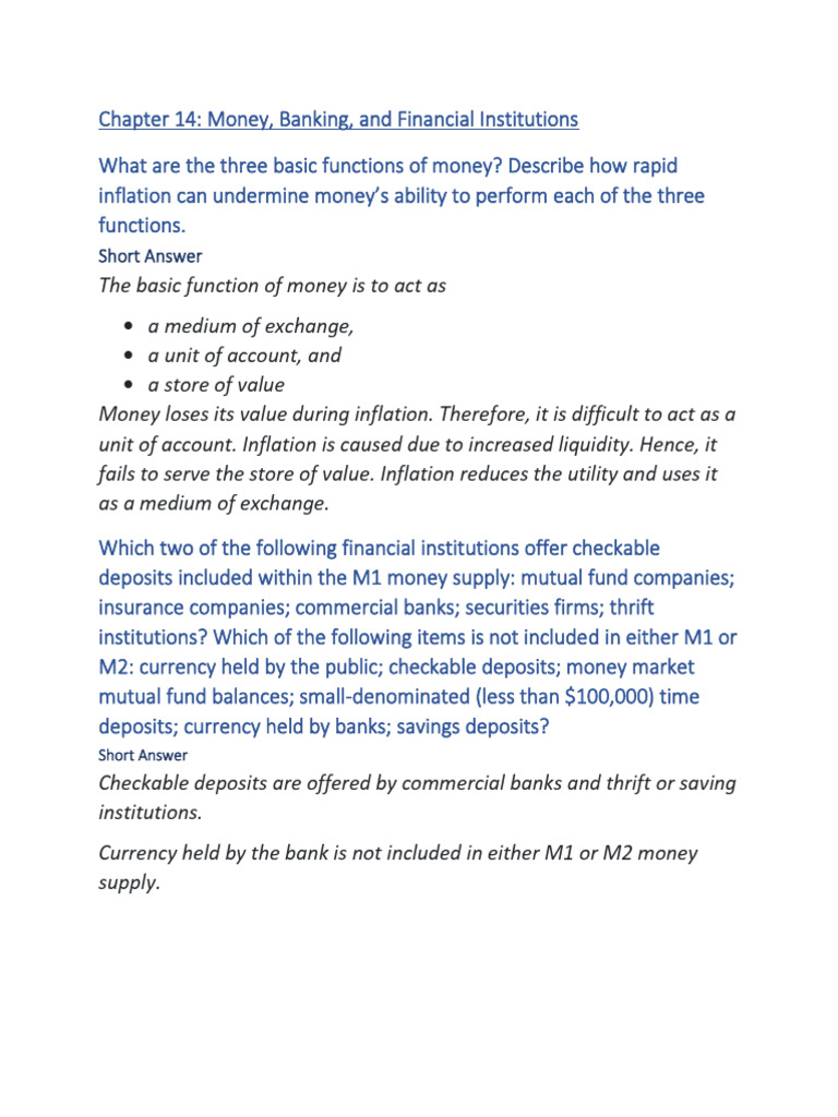 Money, Banking, and Financial Institutions | PDF | Finance & Money ...