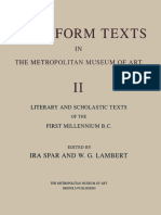 Cuneiform Texts in The Metropolitan Museum of Art Volume II Literary and Scholastic Texts of The Fi