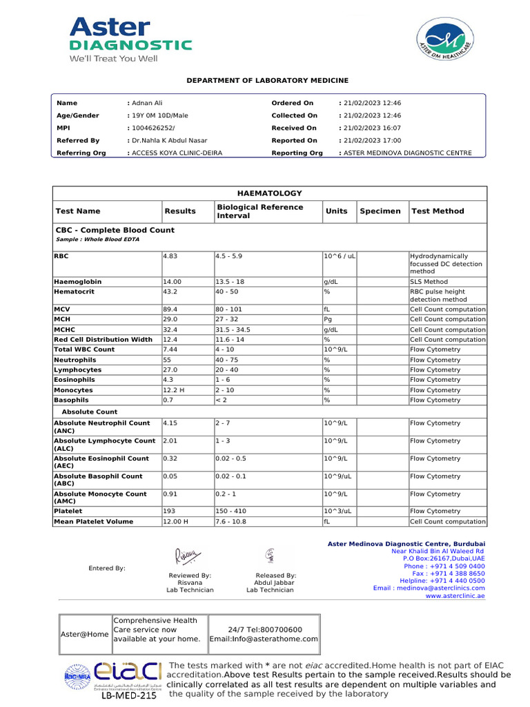 Lab Report 11881649 20230221061747 | PDF | Hematology | Biotechnology