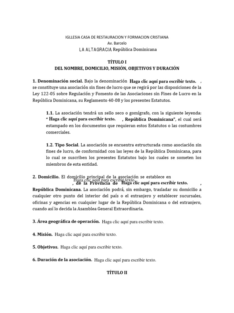 Modelo Estatutos ASFL | PDF | Organización sin ánimo de lucro ...