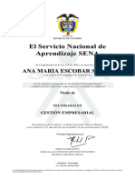 El Servicio Nacional de Aprendizaje SENA: Ana Maria Escobar Serna