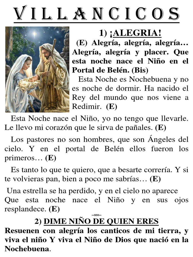 Villancicos Tradicionales de Navidad | PDF | María, madre de Jesús ...