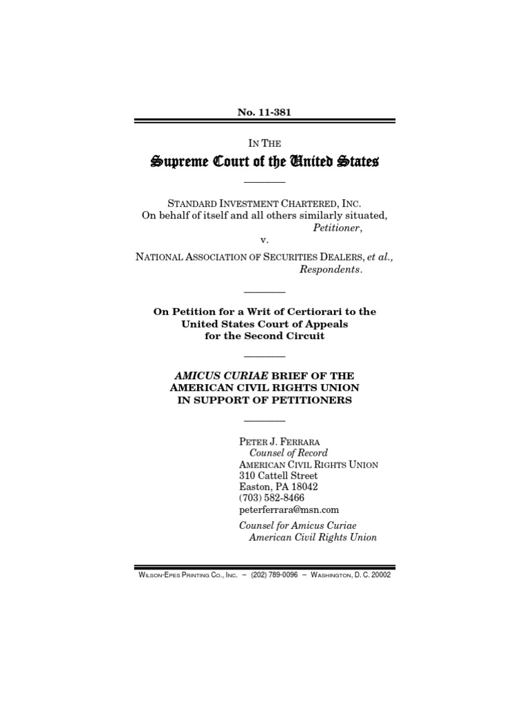 American Civil Rights Union Amicus Brief PDF Financial Industry