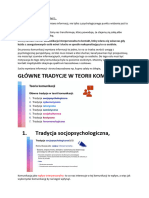 Psychologia Komunikacji Wykład 1 Główne Tradycje W Teorii Komunikacji