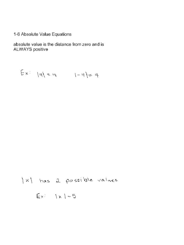 1-6 Absolute Value Equations | PDF