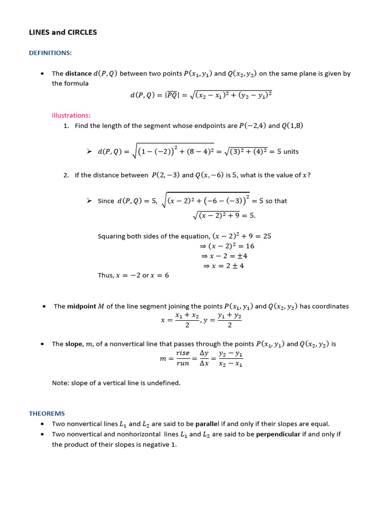 Lines and Circles in Geometry | PDF | Line (Geometry) | Circle