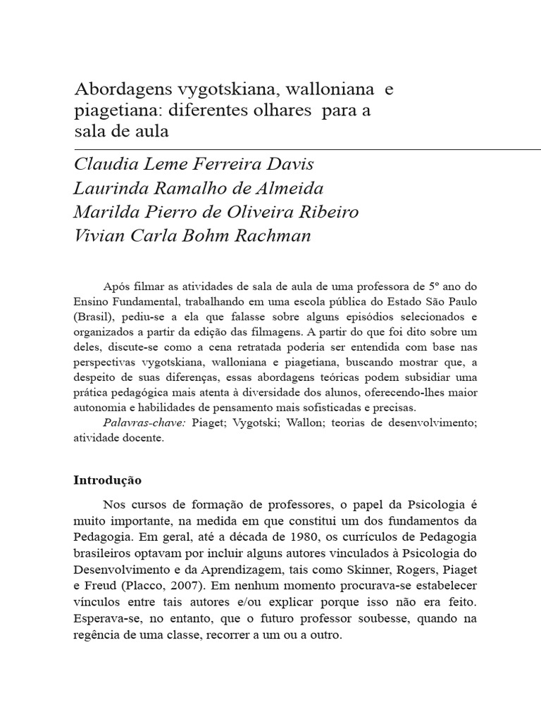 Teorias de Desenvolvimento na Educação | PDF | Aprendizado | Pedagogia